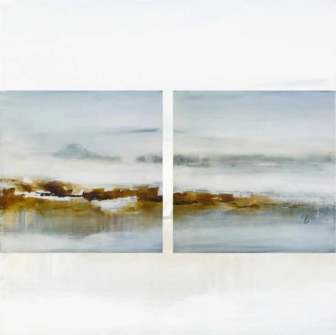Originalkunstwerk "wide open", 2 x 60x60 cm, abstrakt, 2-teilig, Landschaft