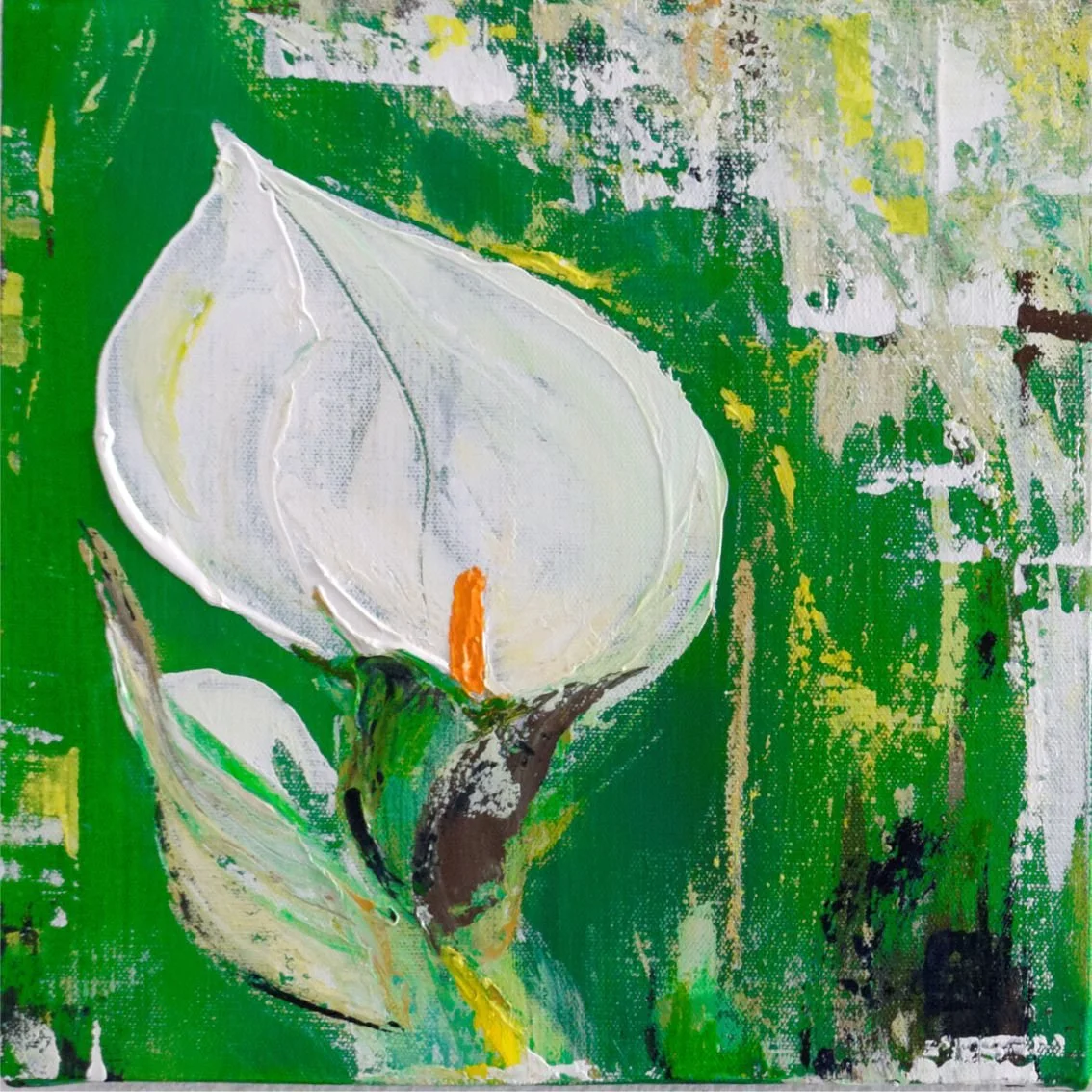 Originalkunstwerk "calla", 2 x 30x30 cm, semi-abstrakt, 2-teilig, Blumen