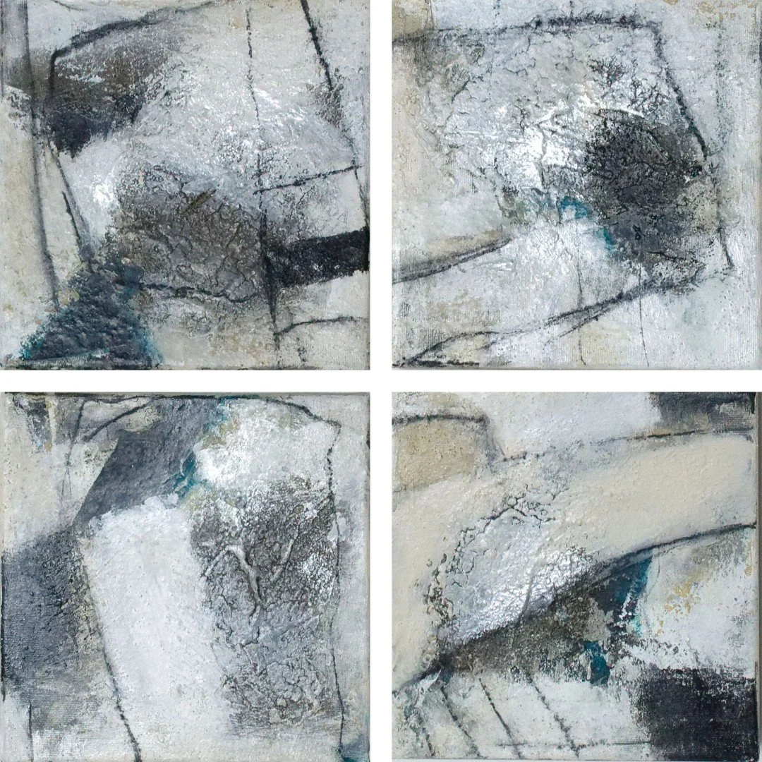 Originalkunstwerk "four elements 2", 4 x 20x20 cm, abstrakt, 4-teilig