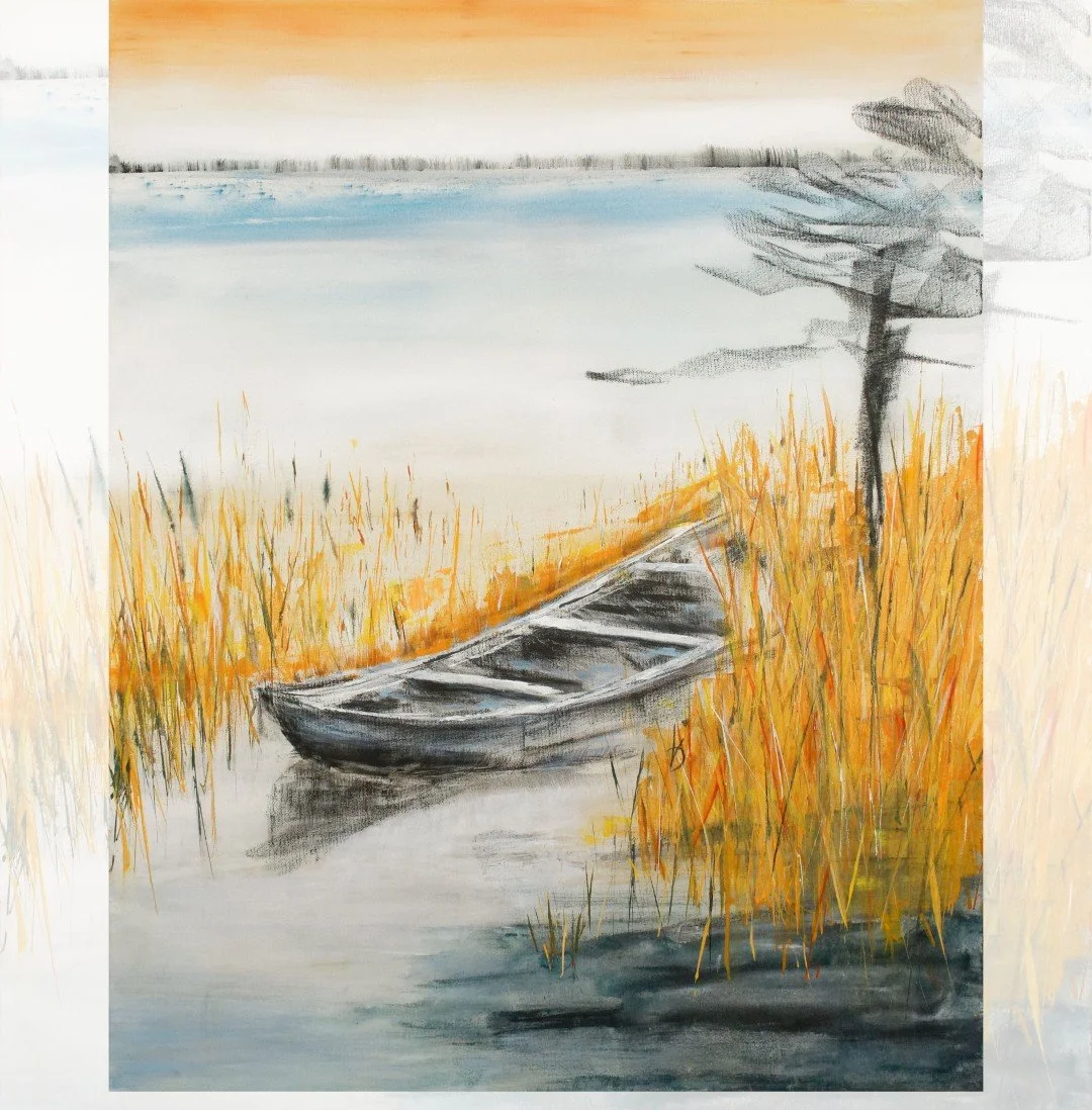 Originalkunstwerk "find the frog", 80x100 cm, semi-abstrakt, Landschaft