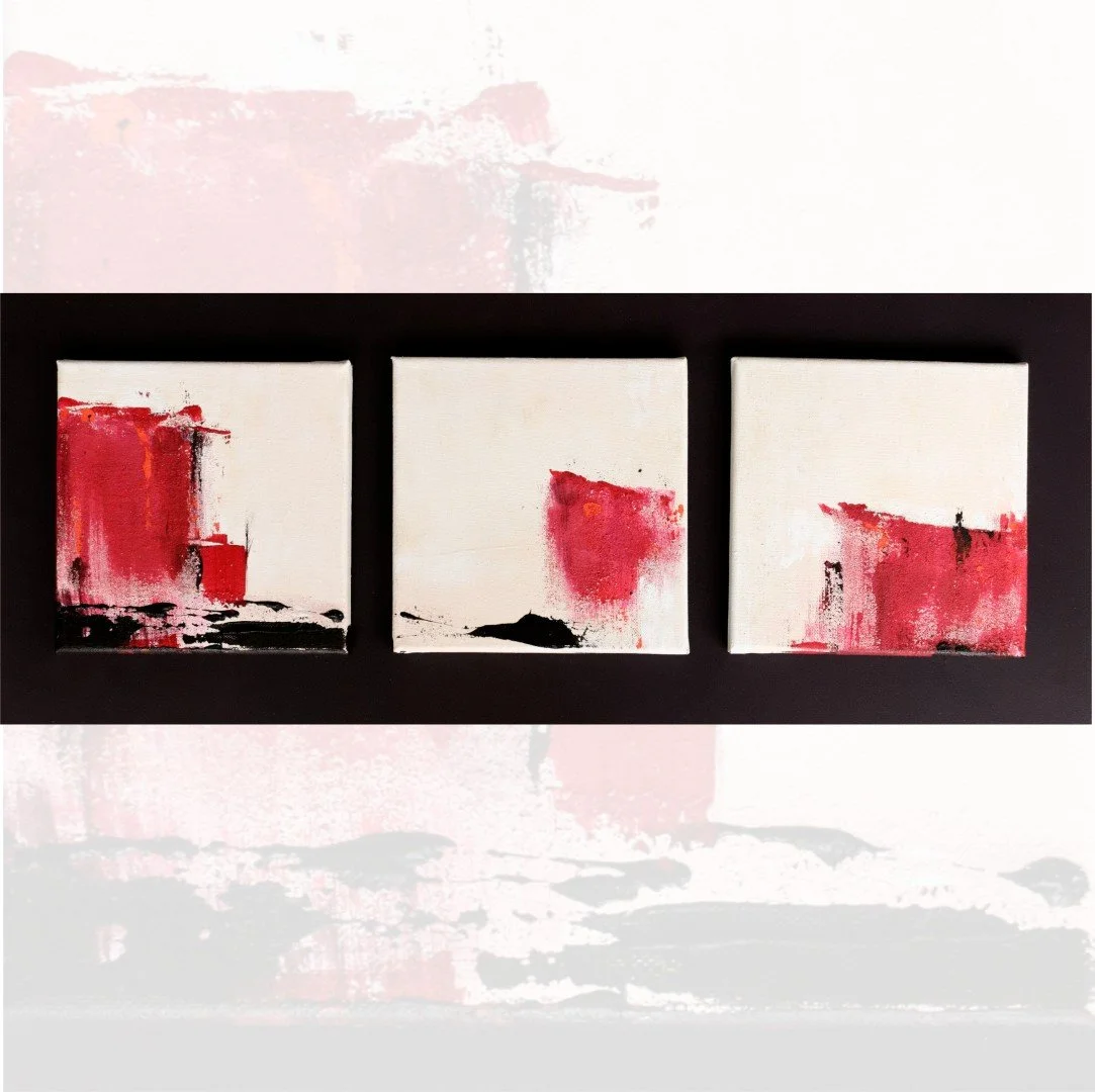 Originalkunstwerk "confidence", 3 x 20x20 cm auf Holzplatte, abstrakt