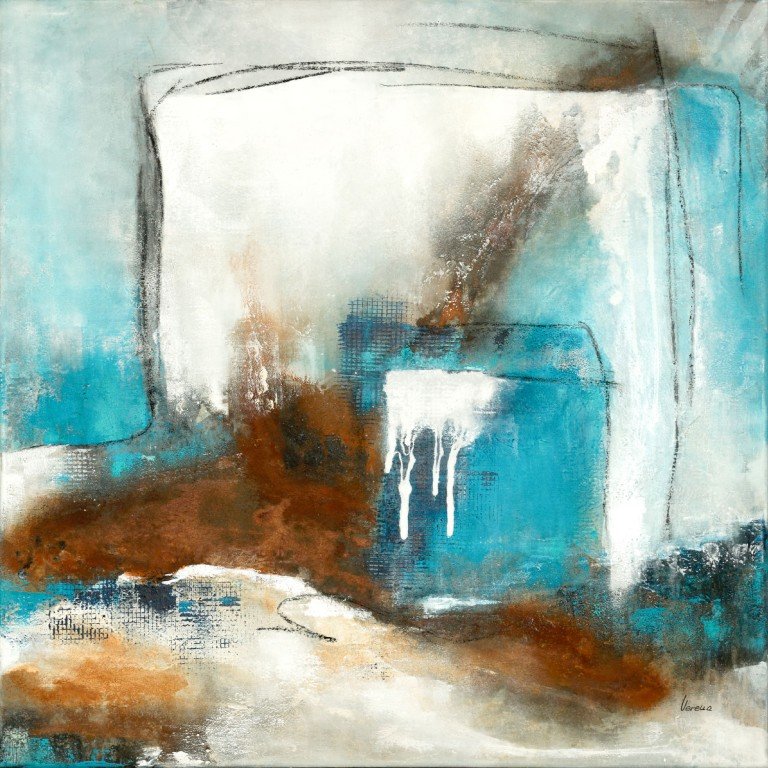 Originalkunstwerk "outside the box", 90x90 cm, abstrakt, mit Rost