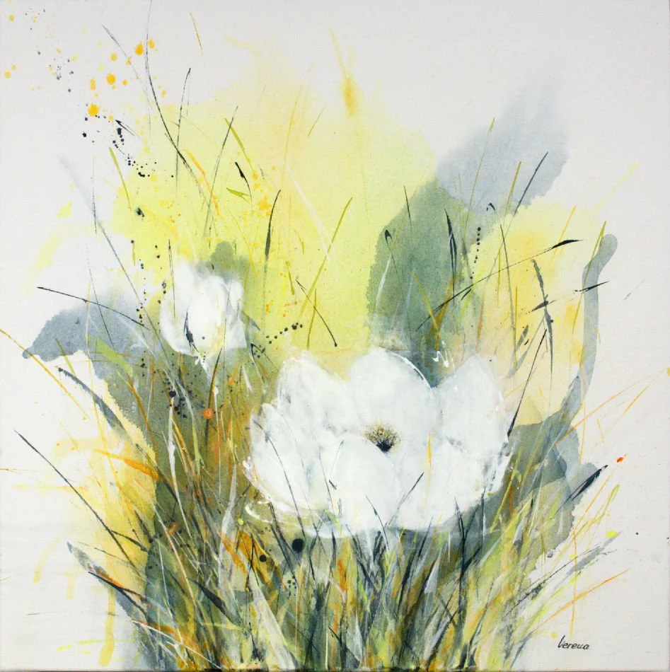 Originalkunstwerk "touch of summer 9", 90x90 cm, semi-abstrakt, Blumen