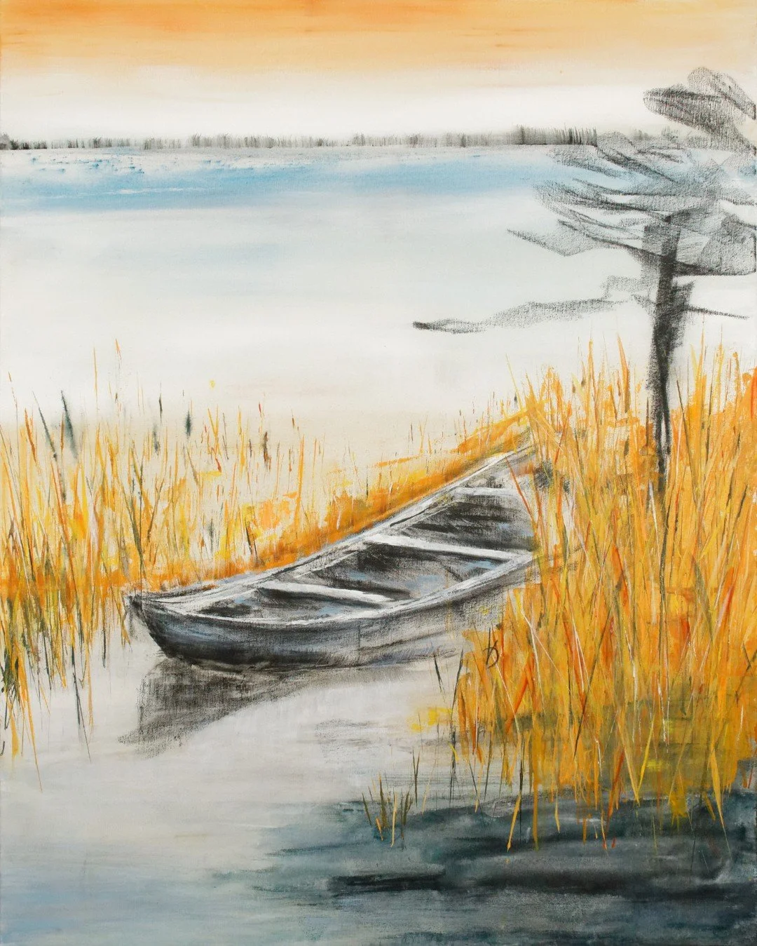 Originalkunstwerk "find the frog", 80x100 cm, semi-abstrakt, Landschaft