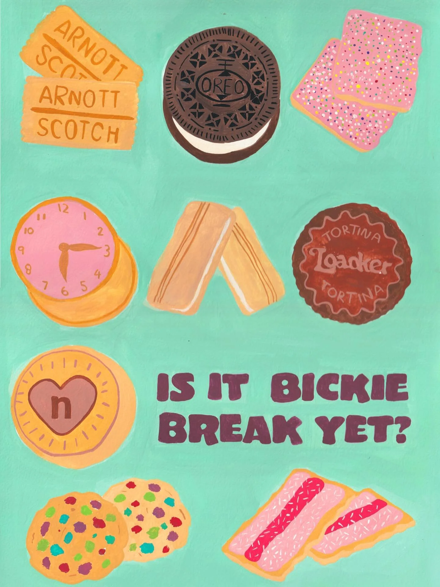 A fun little painting that has turned into one of my favourite paintings I have ever done. So yea, chill out and have a bickie break friends 

#illustration #adelaidedesign #wallartdecor #arnottsbiscuits #adelaideillustrator