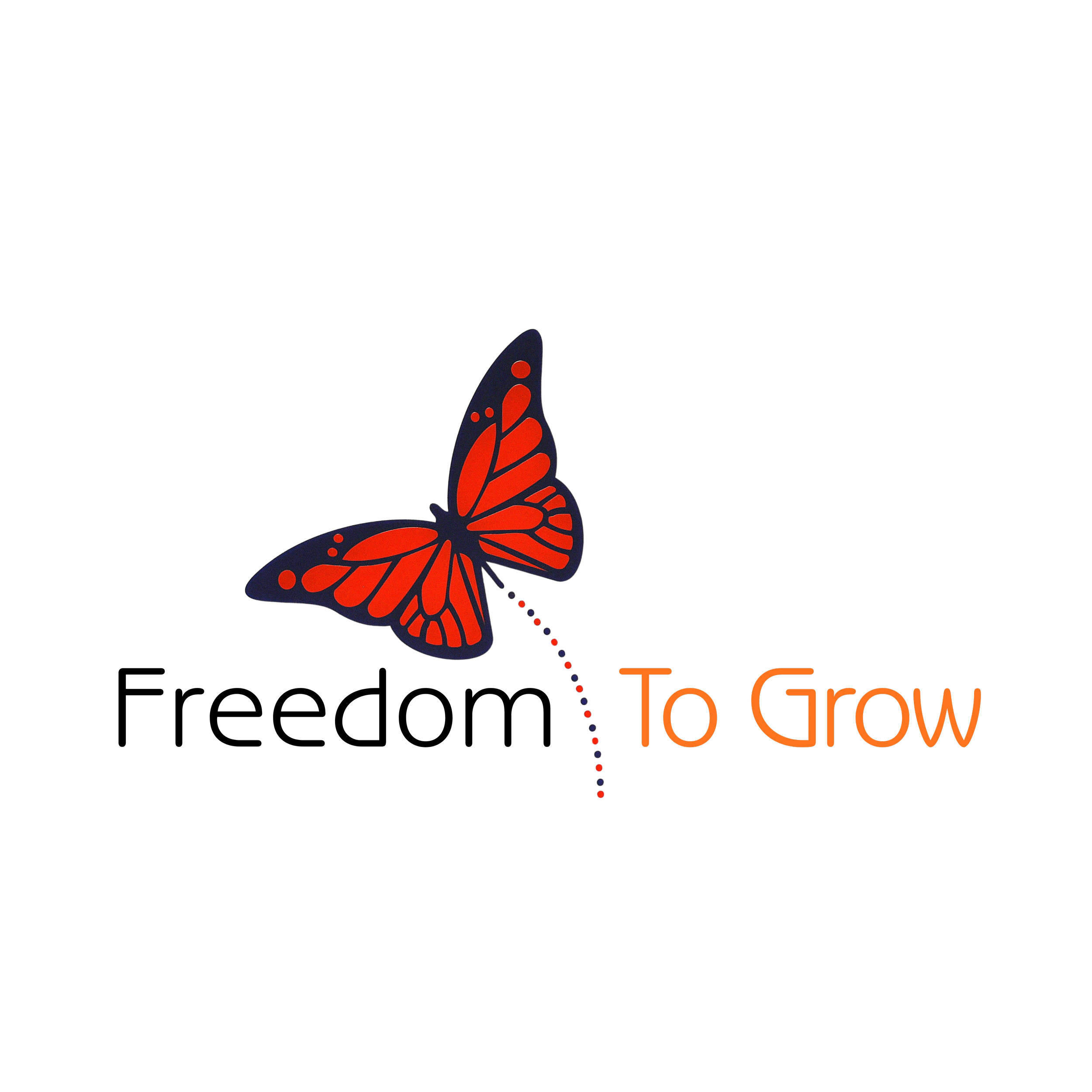 Graphic design with a butterfly and the words 'To Grow' on a black background.