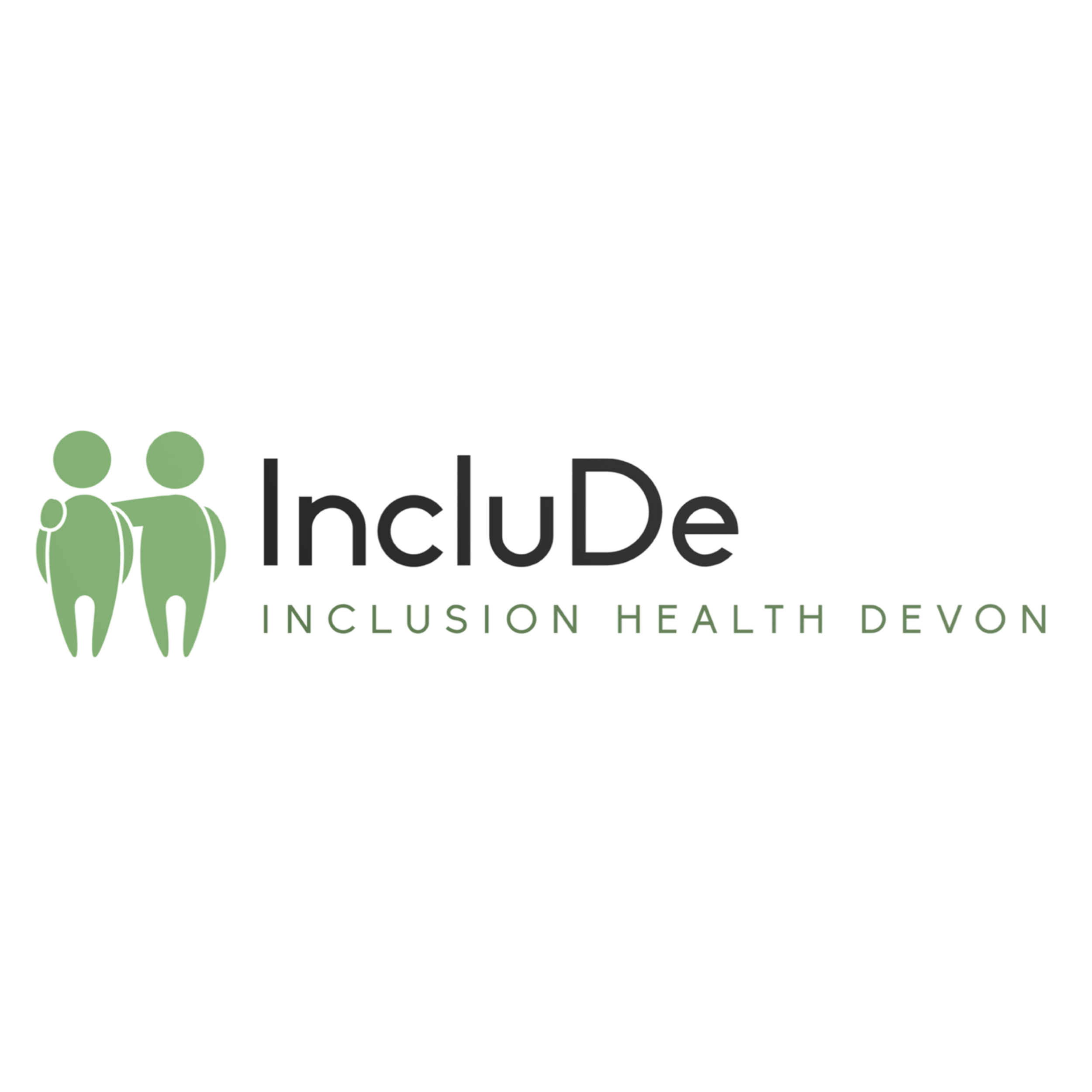 Graphic logo with two green human figures and text reading 'Include' and 'Inclusion in Healthcare'.