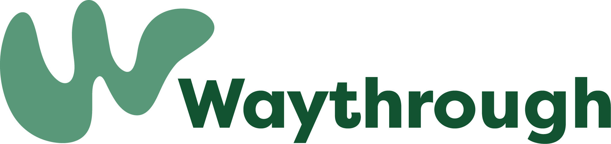Logo of Waythrough featuring a stylized green hand symbol next to the word 'Waythrough' in dark green text.