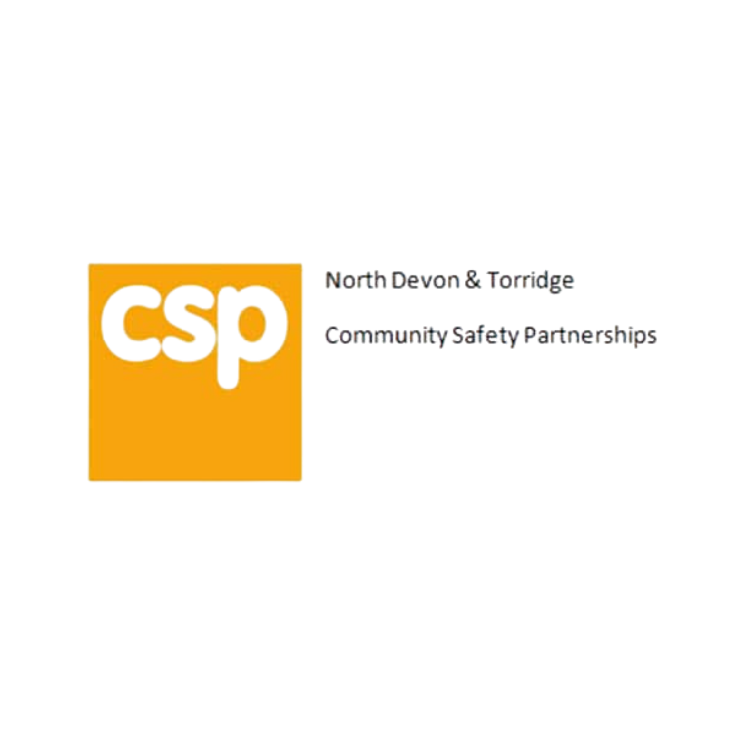 Logo for North Devon & Torridge Community & Parish Partnership, featuring an orange square with the letters 'CSP' in colorful, stylized font.