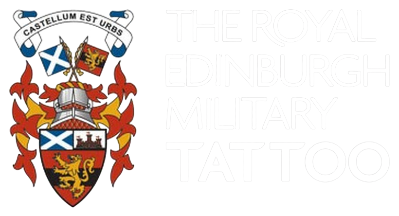 Emblem with Scottish, English, and royal elements and text that reads "The Royal Edinburgh Military Tattoo."