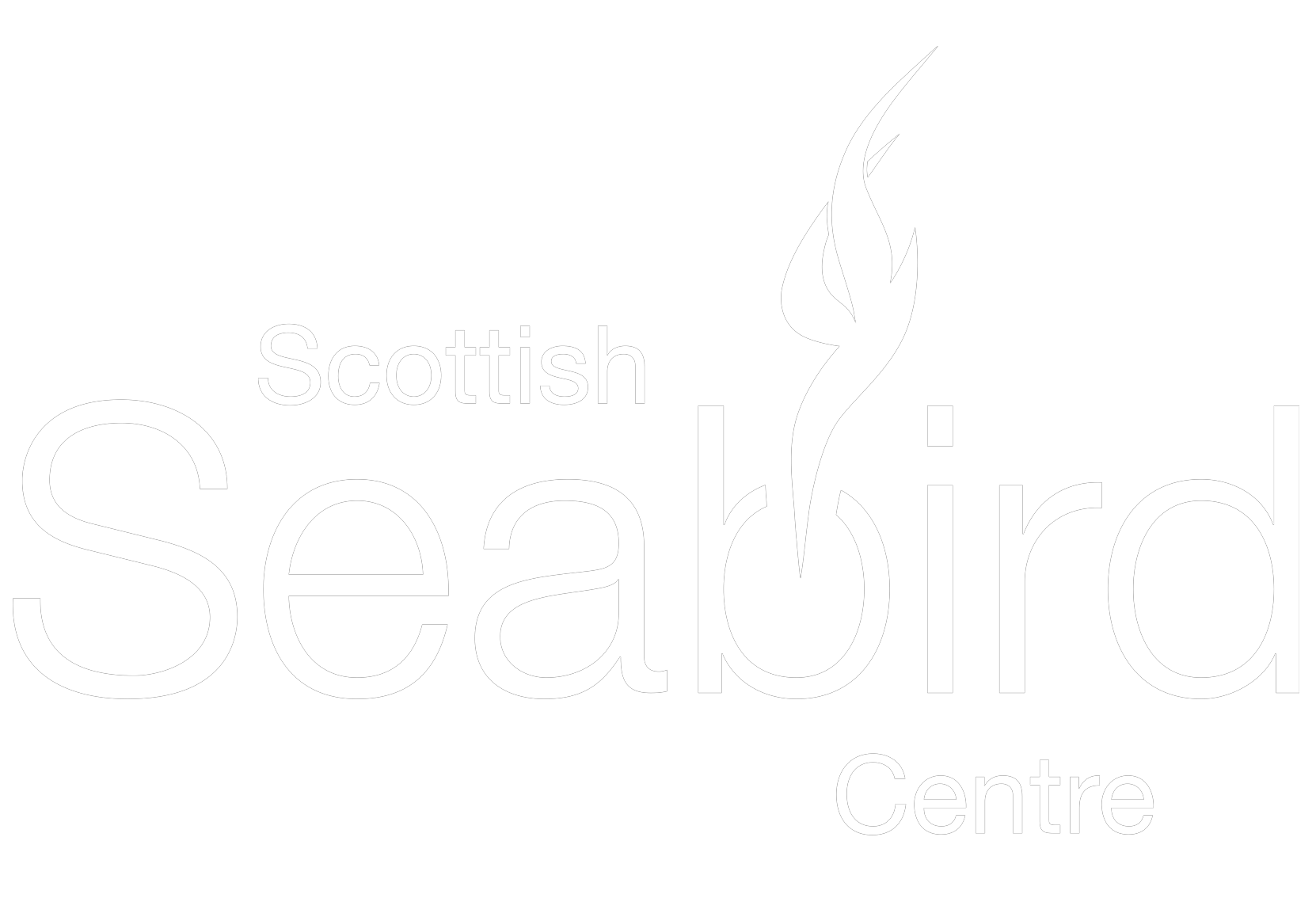 Logo of Scottish Seabird Centre featuring stylized white seabird silhouette on black background with the text "Scottish Seabird Centre".