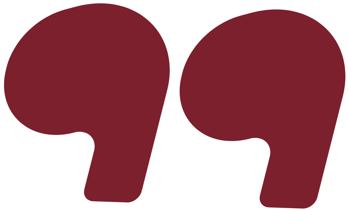 Two maroon quotation mark icons on a black background.