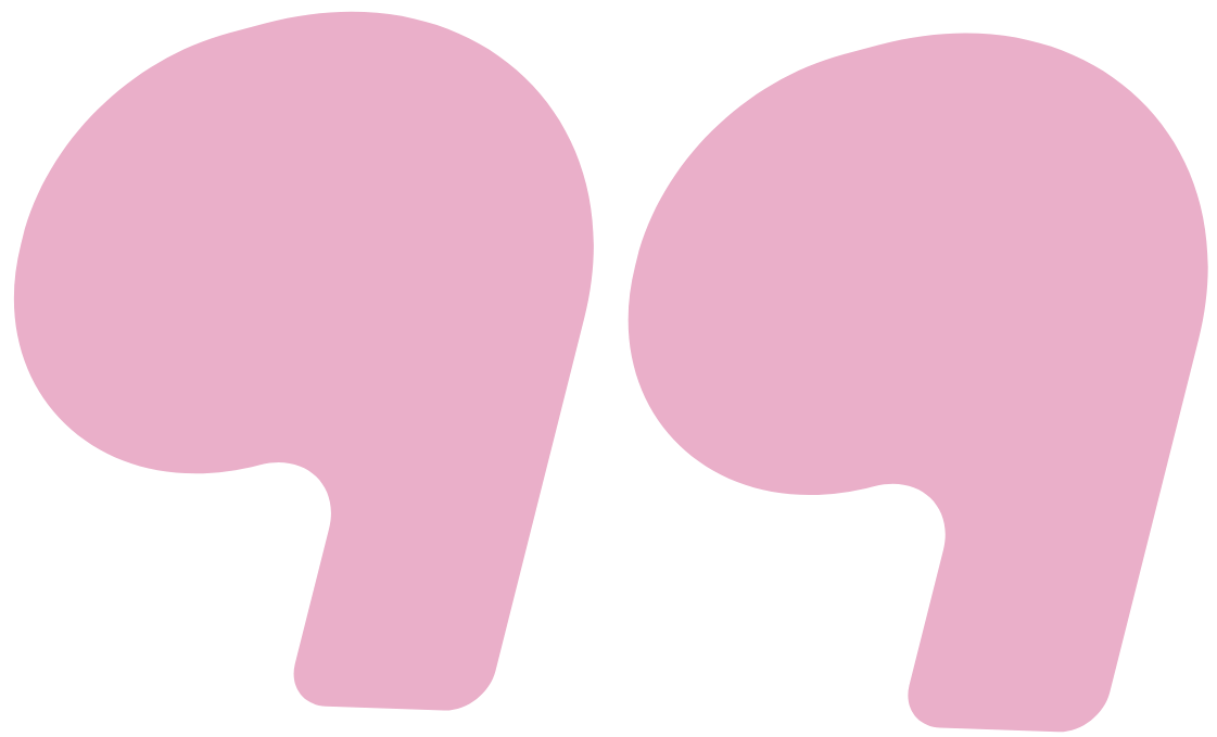 Two pink, stylized, abstract icons resembling heads facing opposite directions on a black background.