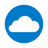 Cloud icon with a blue background.