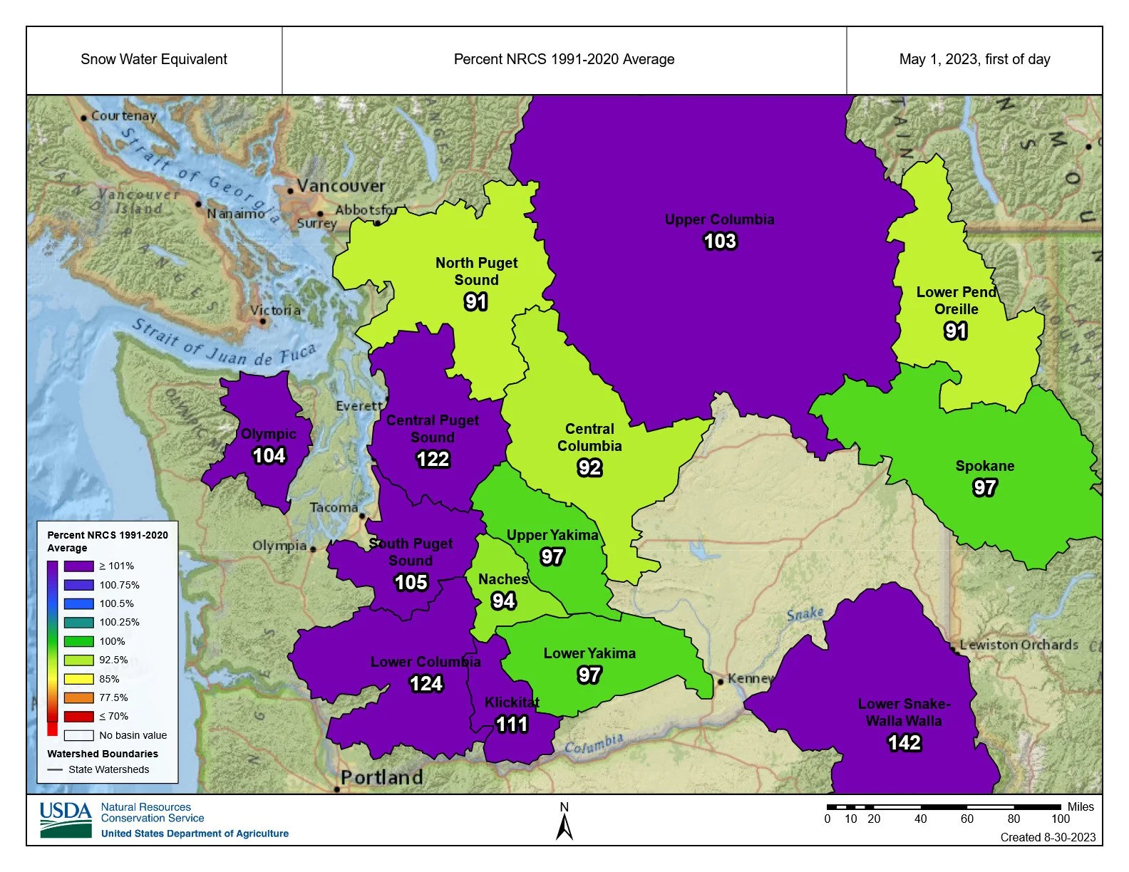 April 1, 2023  average snow-water equivalent  (1991-2020)
