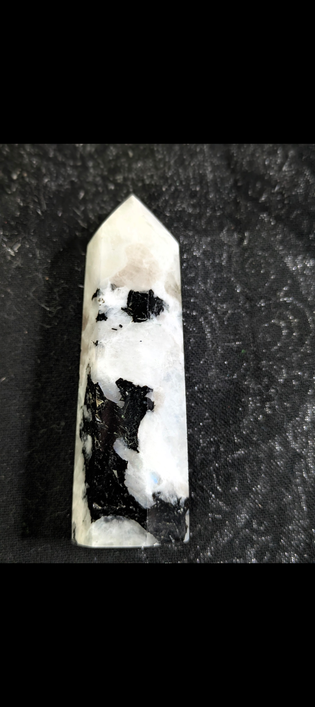 Rainbow Moonstone & Black Tourmaline Generator Tower (3")