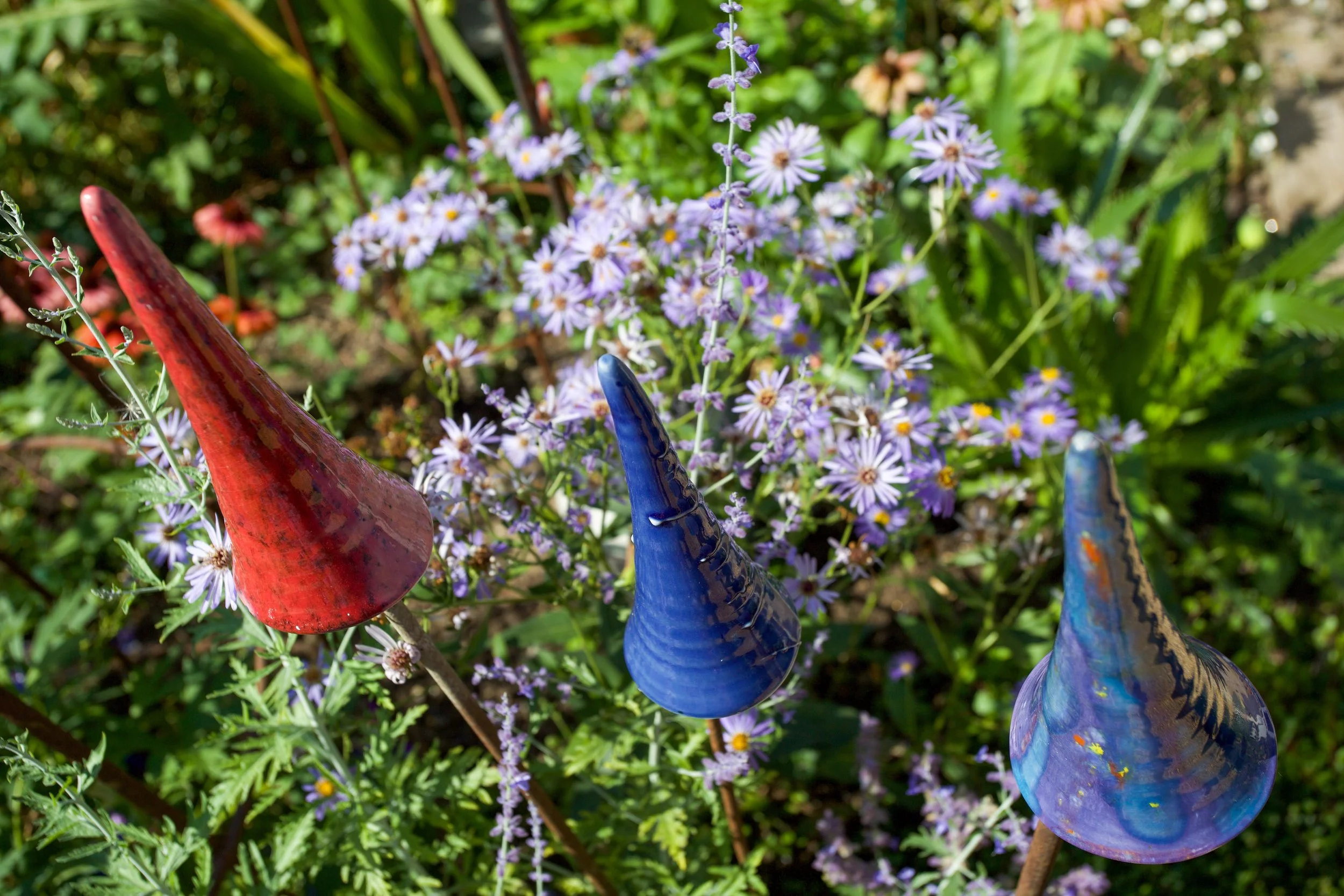 Handmade ceramic mushroom cane topper, by Sheena Bond