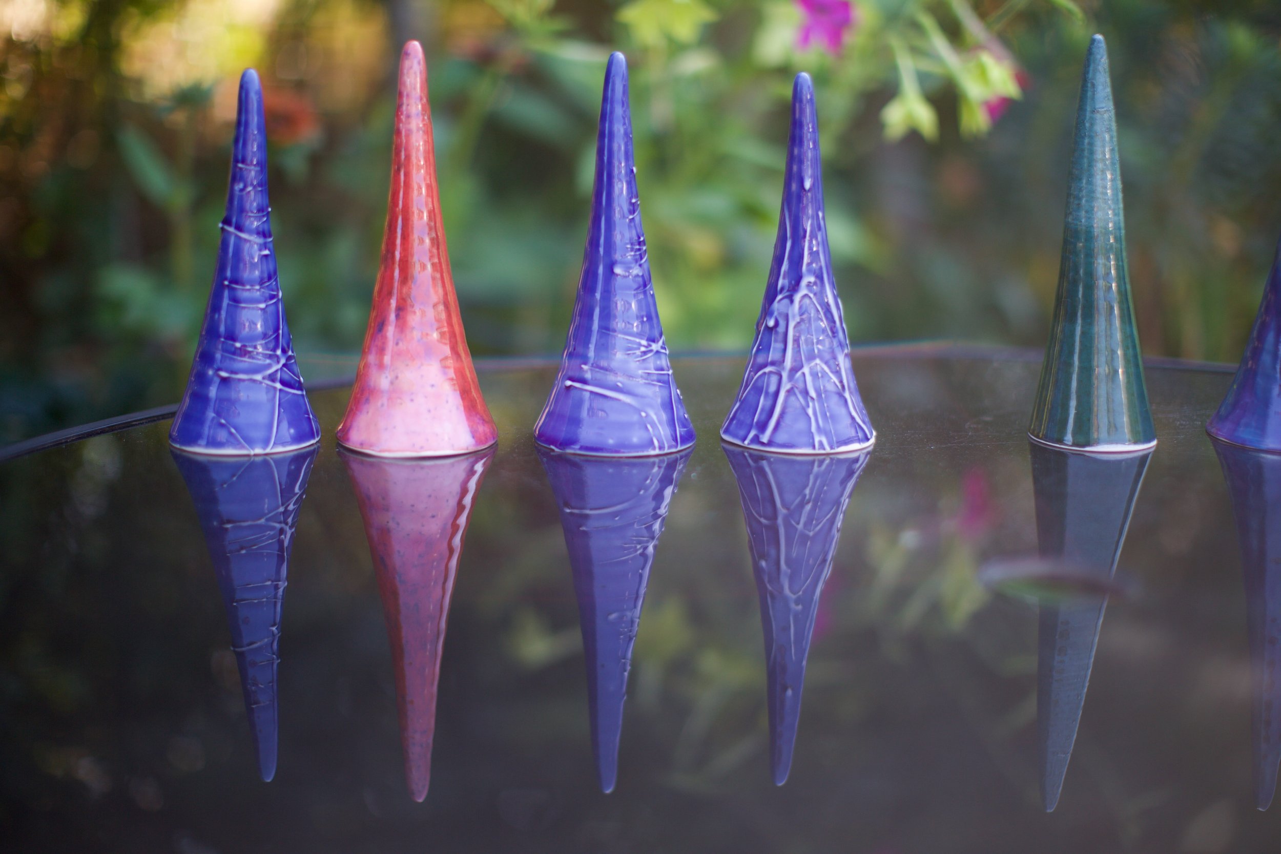 Handmade ceramic mushroom cane topper, by Sheena Bond
