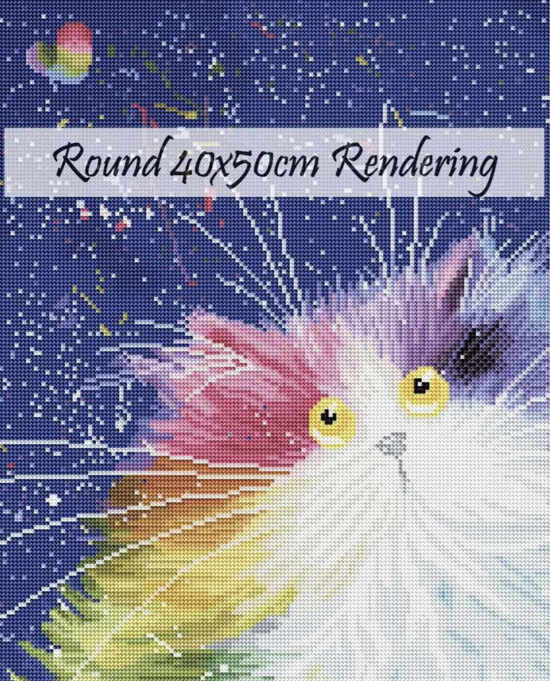 Diamond Art rainbow cat Happy by Kim Haskins