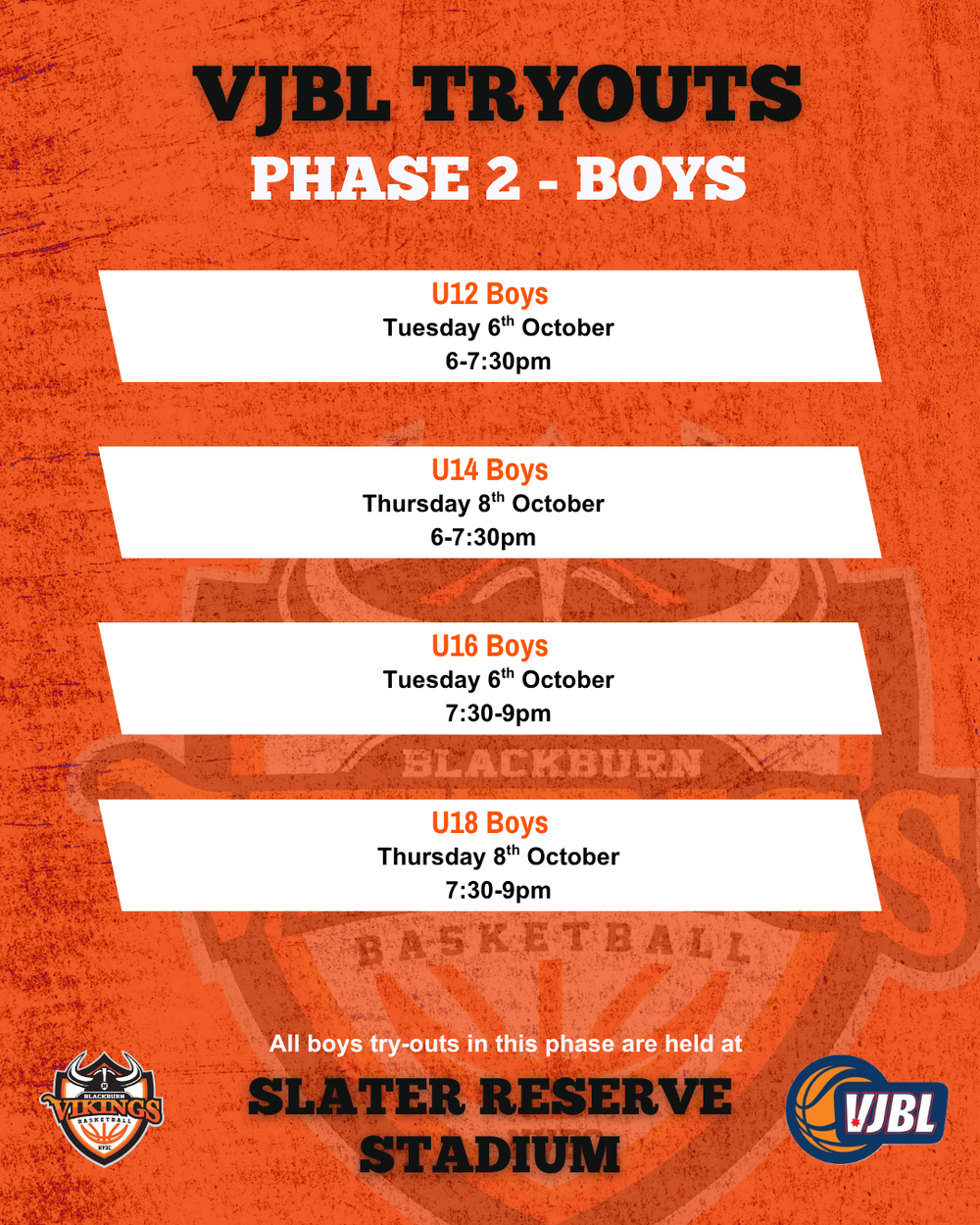 VJBL Tryouts Phase 2 boys information
