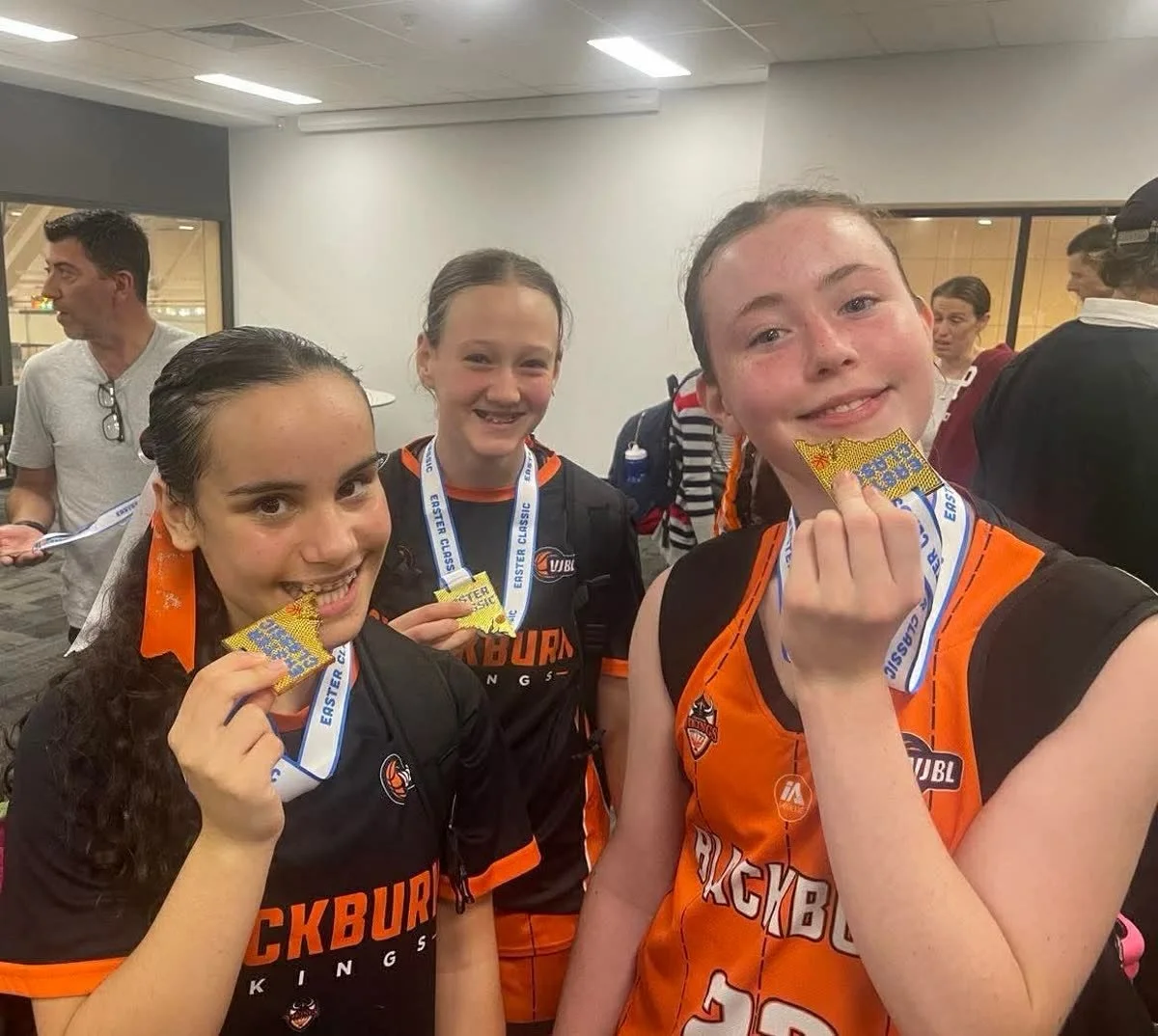3 girls smiling after a Representative basketball game