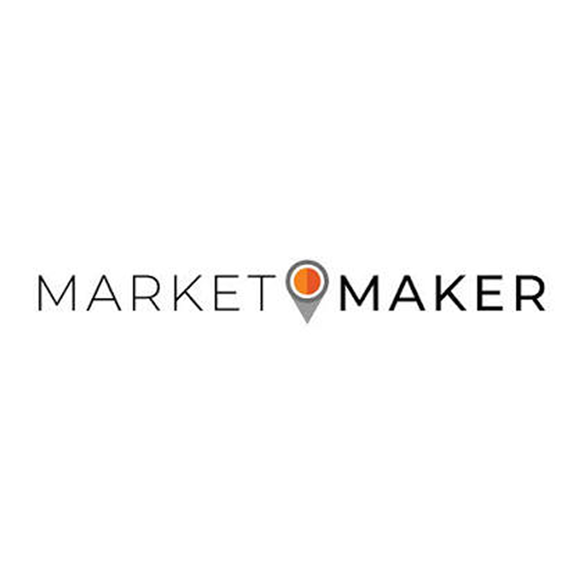 Logos of Market Maker with a stylized map pin in the center.