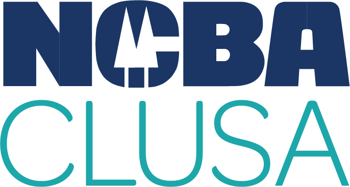 Logo with text 'NABA CLUSA' in dark blue and teal colors.