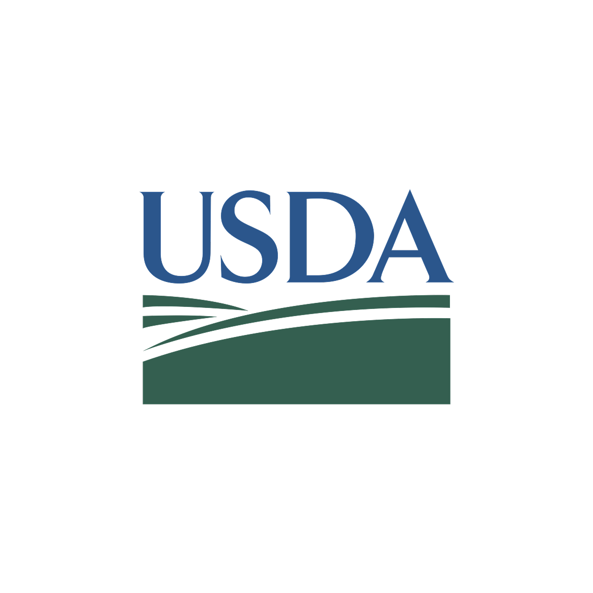 USDA logo with green fields and blue text
