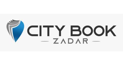 Logo of City Book Zadar featuring a stylized blue and gray shield and text.