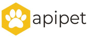 Logo of Apipet with a yellow hexagon containing a white paw print, and the word 'apipet' in black next to it.