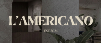 Logo for L'Americano with a modern background and the text 'EST 2024'.
