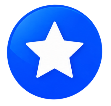 Witte ster op een blauwe cirkel, waarschijnlijk een badge of icon.
