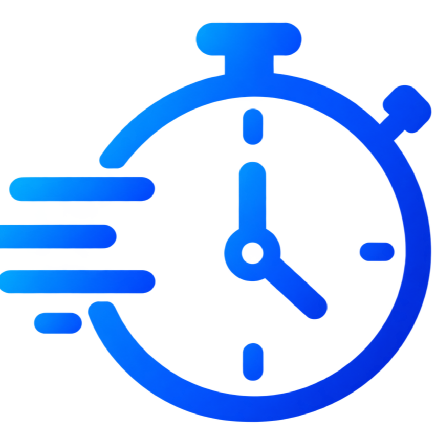 Illustratie van een stopwatch met pijlen die snelheid aangeven.