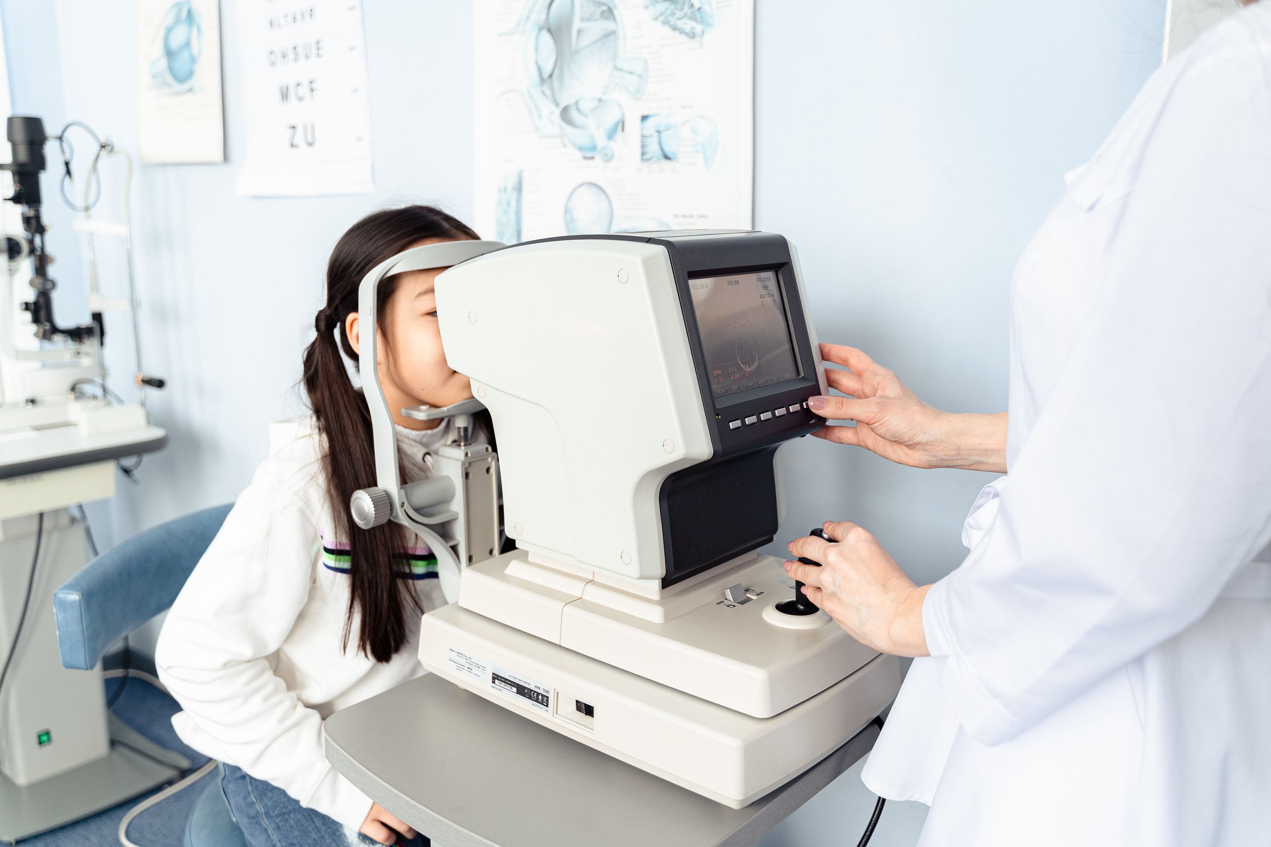 Patient having an eye examination