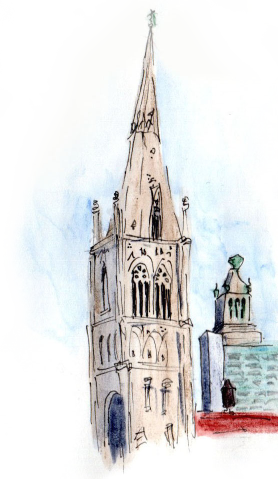 Watercolor of New York church