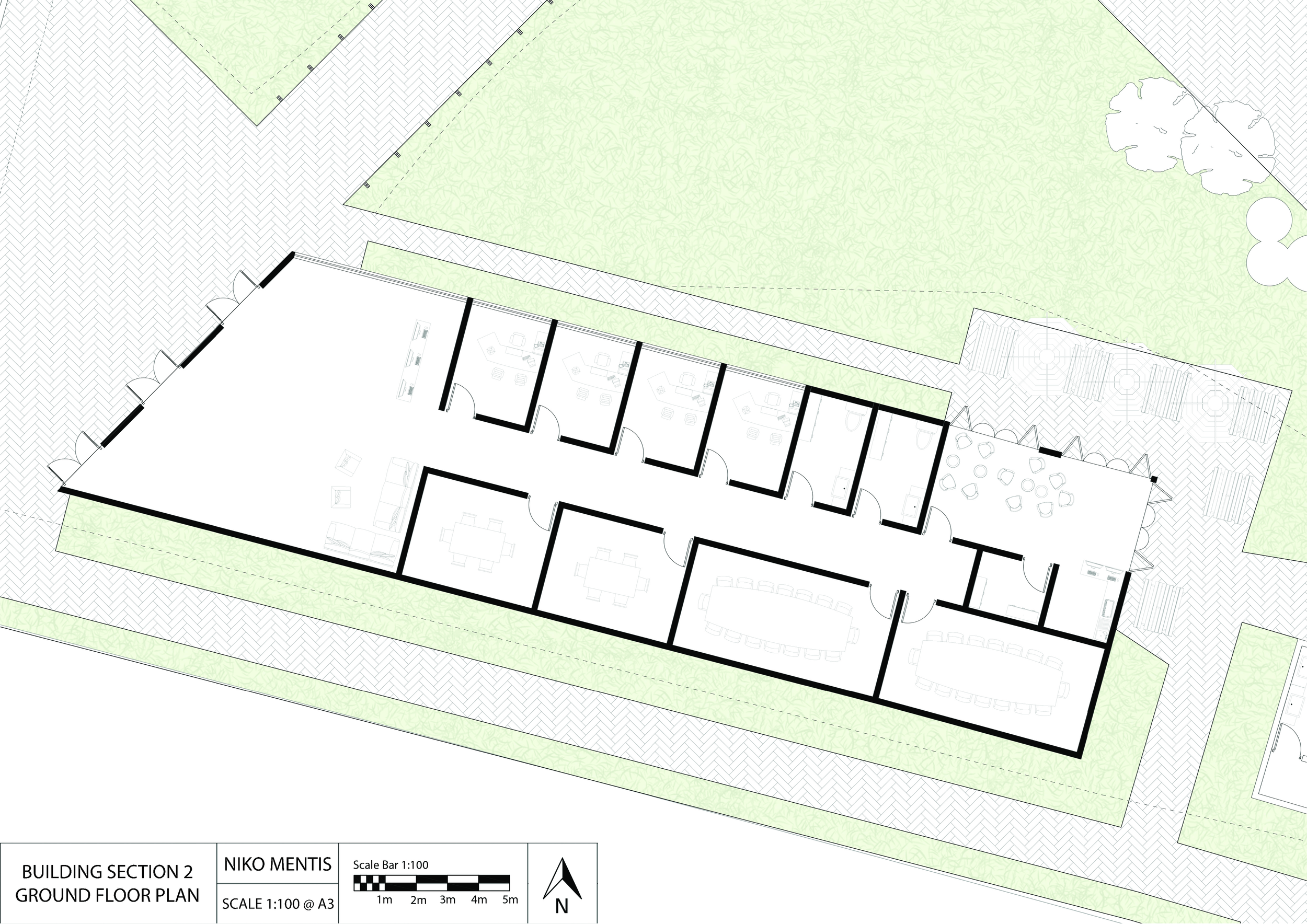 
Section 2 ground floor plan depicting a series of office spaces