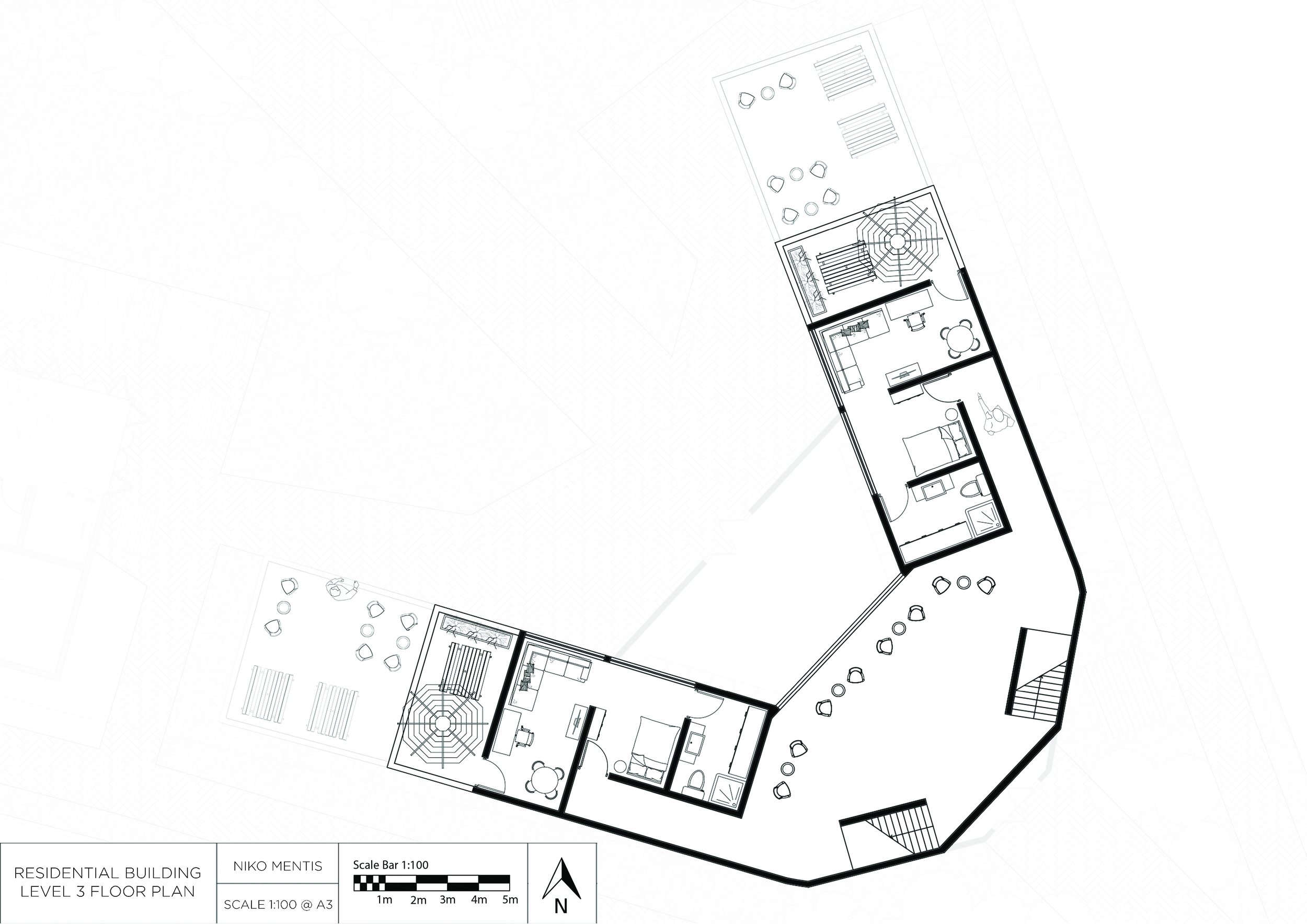 Residential building third floor plan