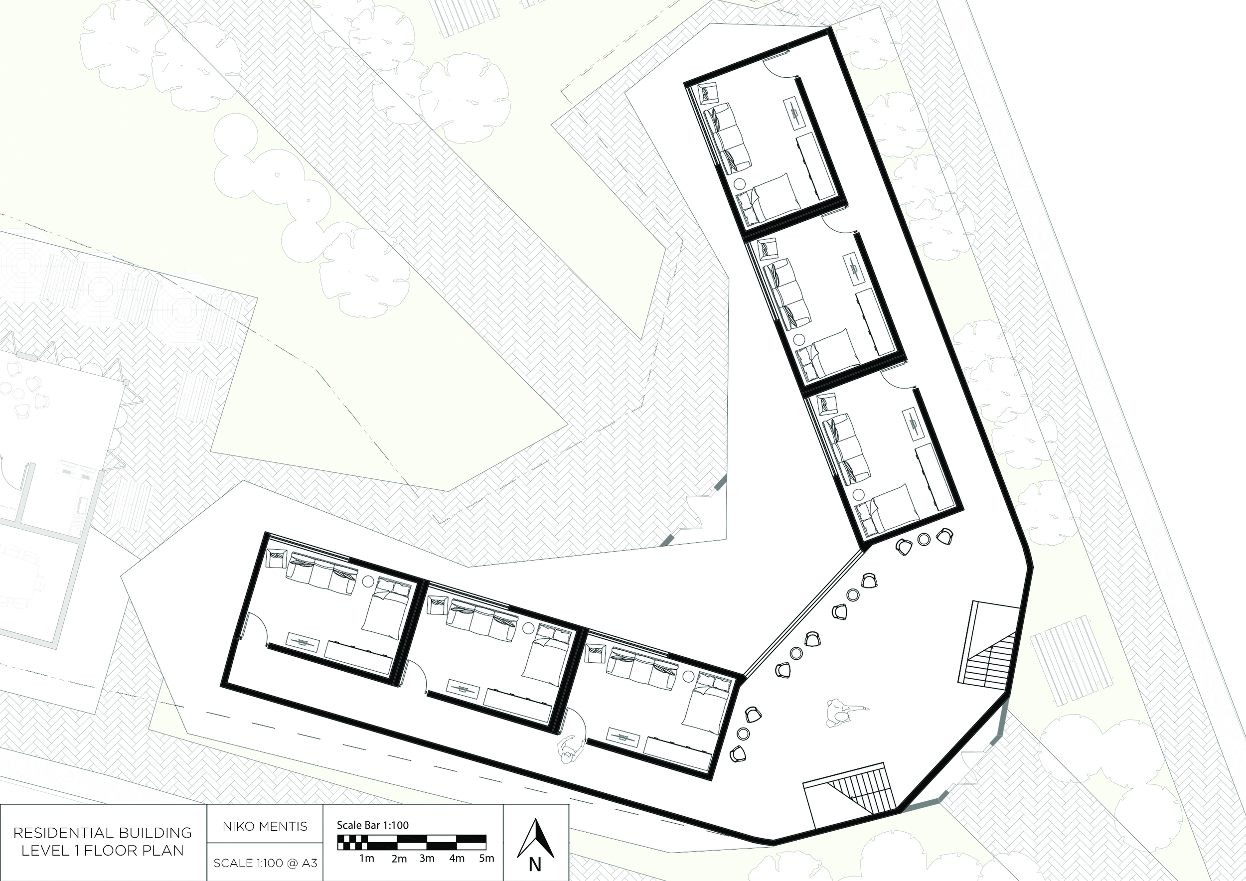 Residential building first floor plan