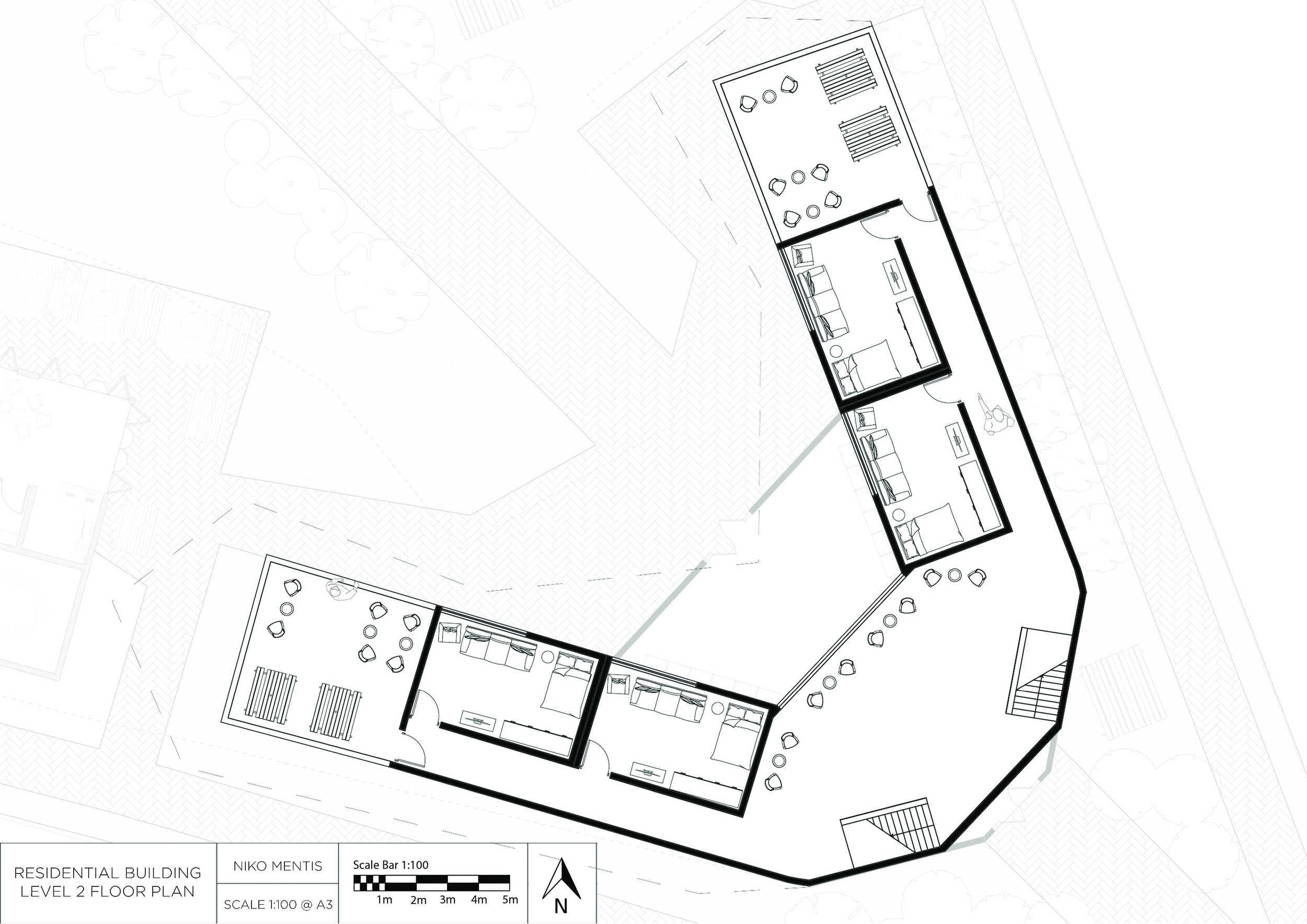Residential building second floor plan
