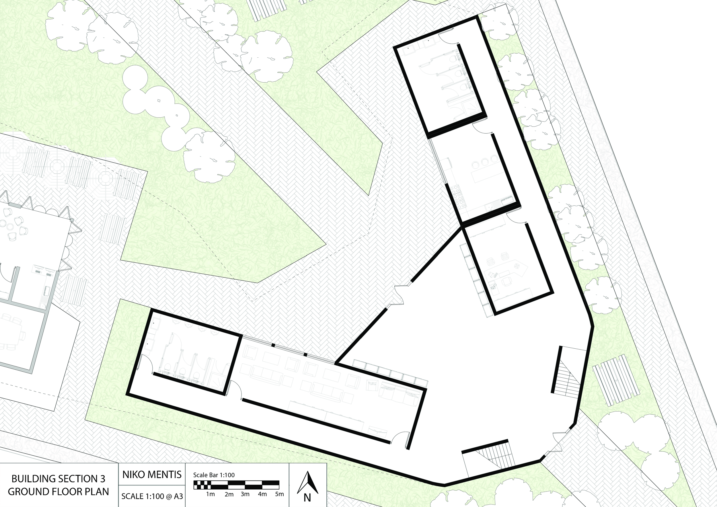 
Section 3 ground floor plan depicting the lobby and first floor of the residential building