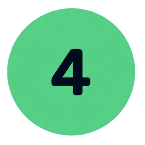 Green circle with the number 4 in black.
