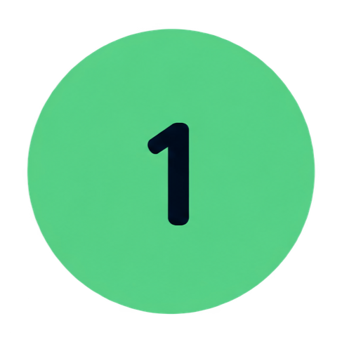 Green circle with the number one in black text inside.