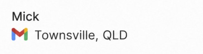 Name label with 'Mick,' a Google logo, and 'Townsville, QLD' indicating location.