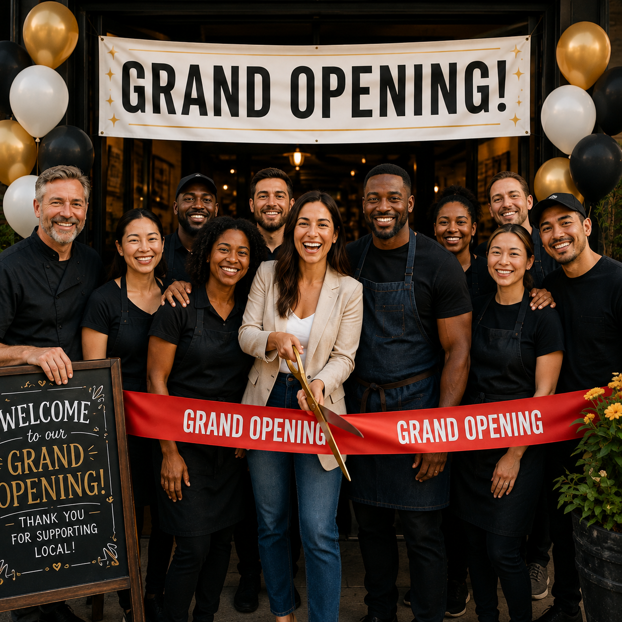 showcasing a grand opening event