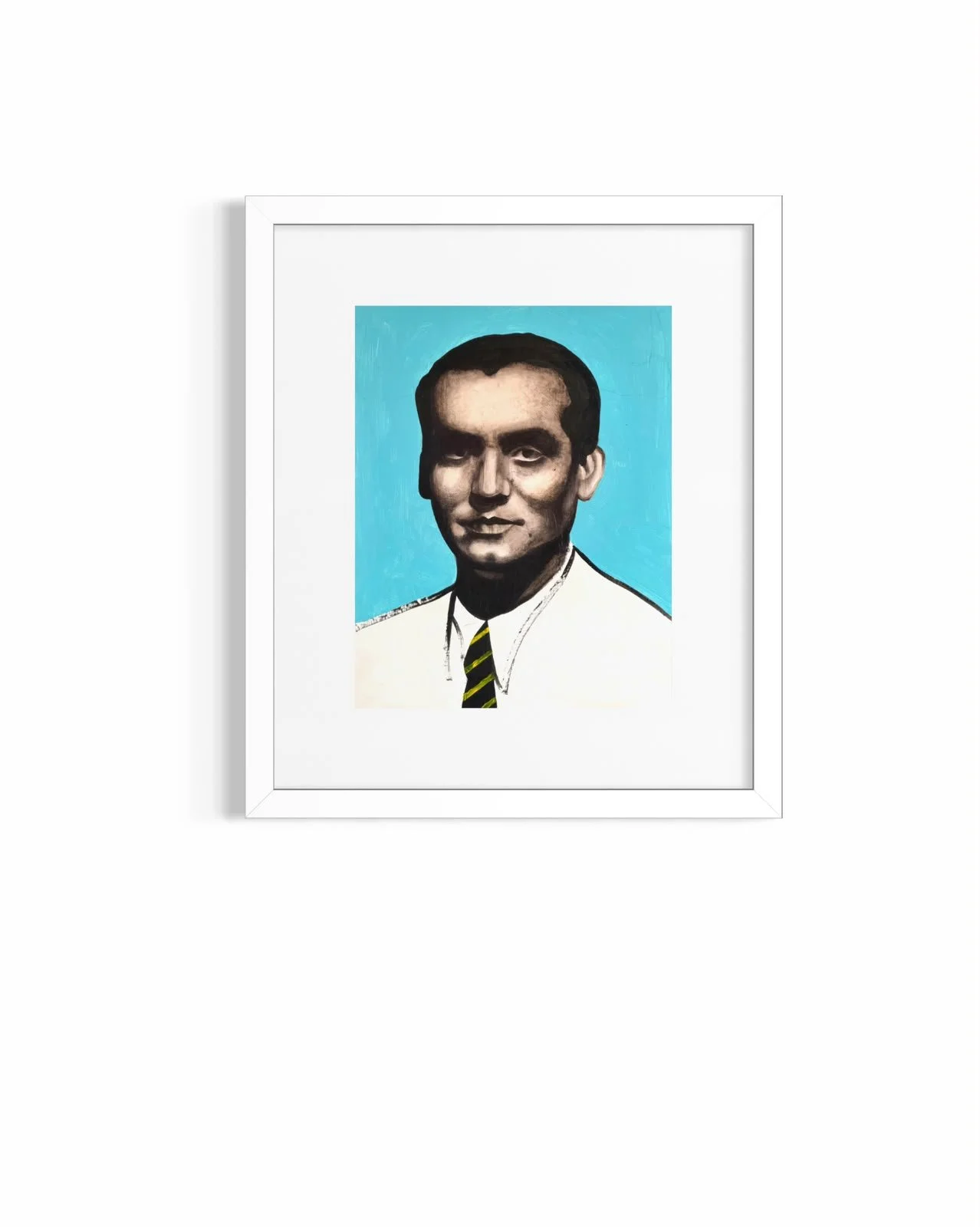 Litografía de Lorca sobre fondo azul
