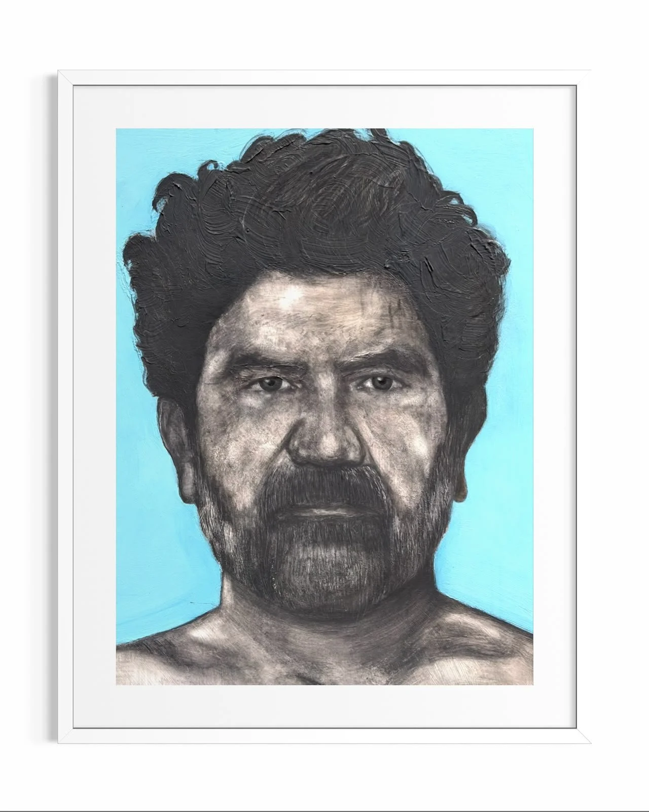 Papá sobre fondo azul-Litografía
