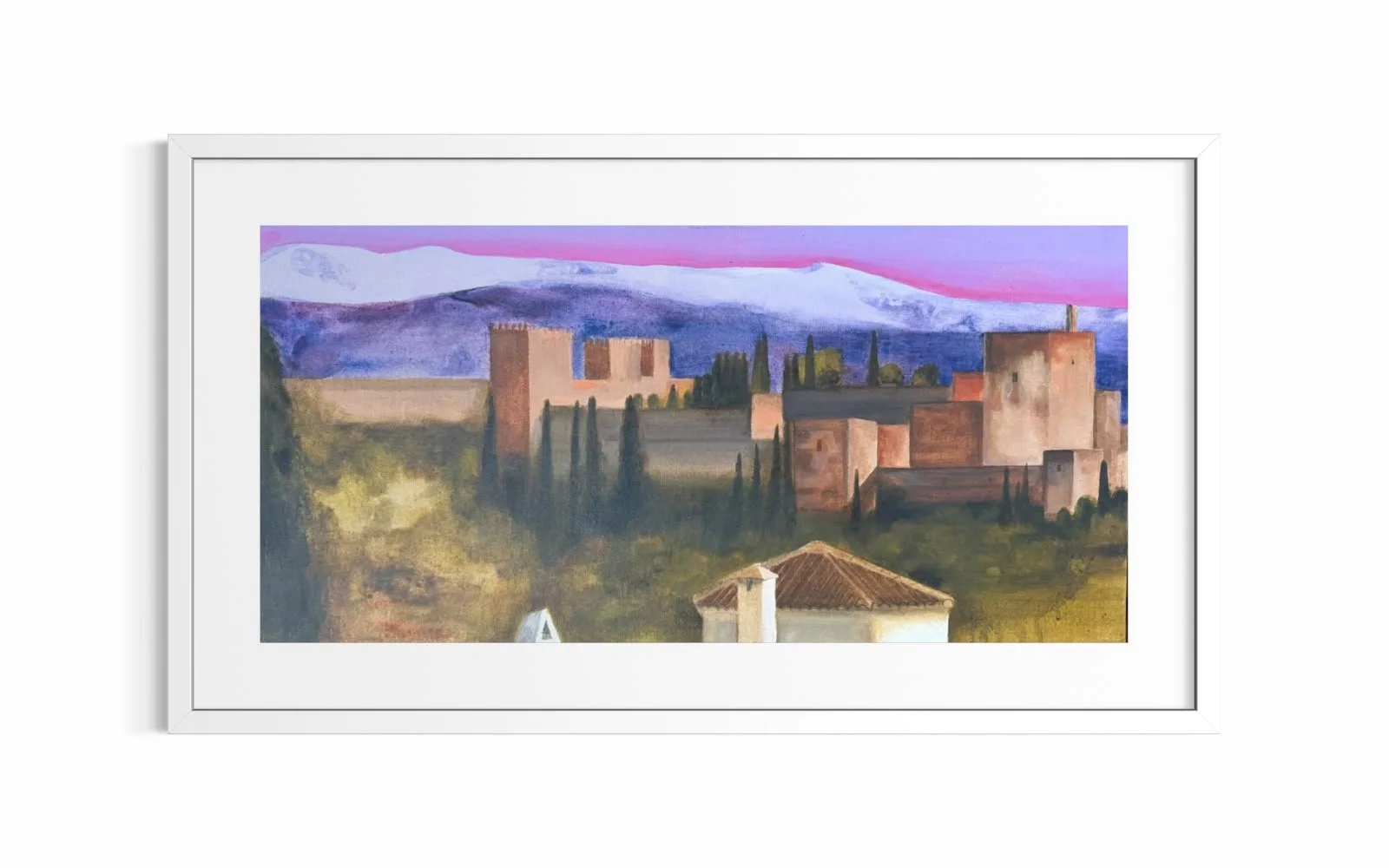 Litografía Alhambra con cielo lila