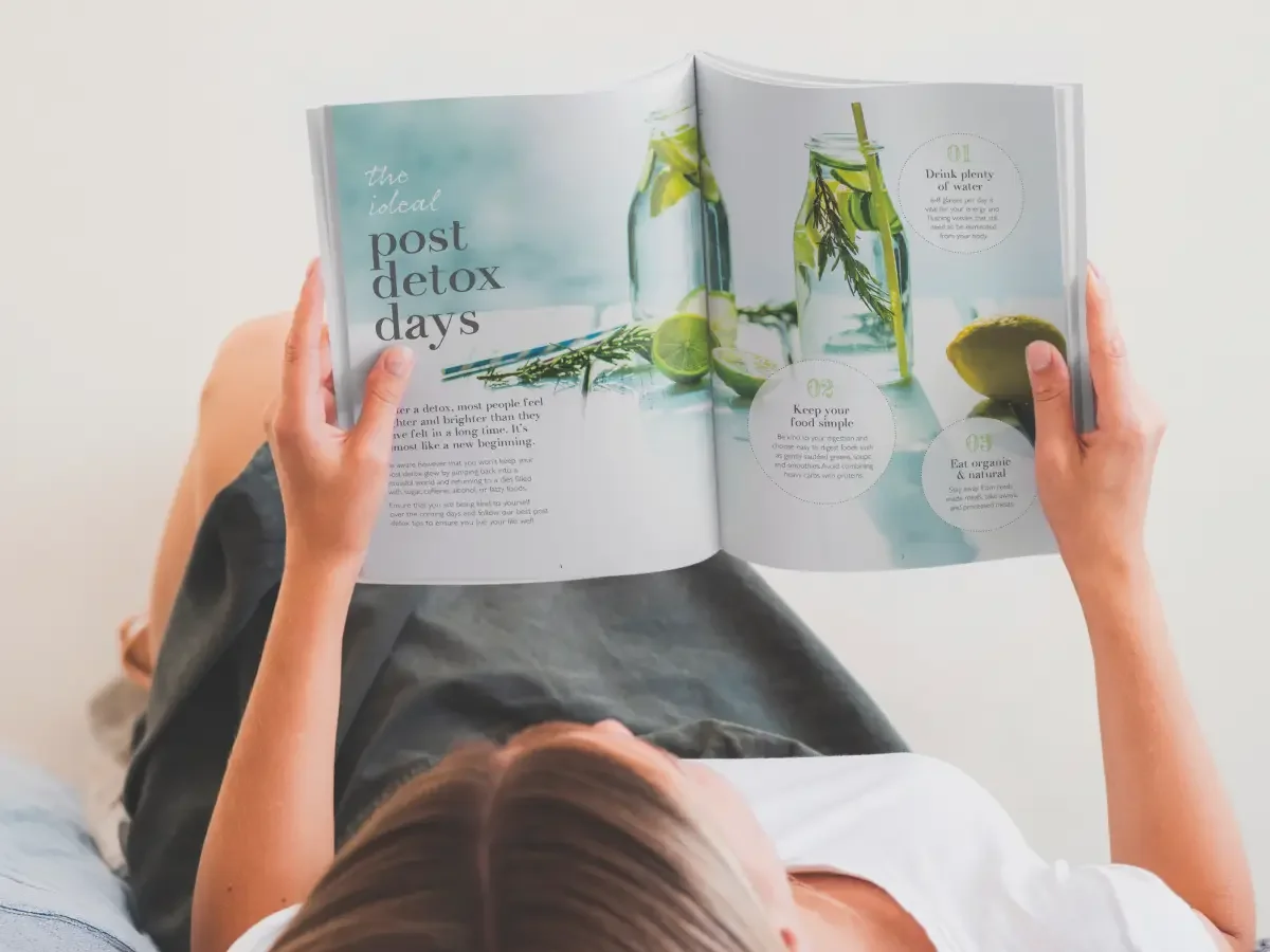 Homefield Grange wellness magazine designed as part of the spa brand and guest experience