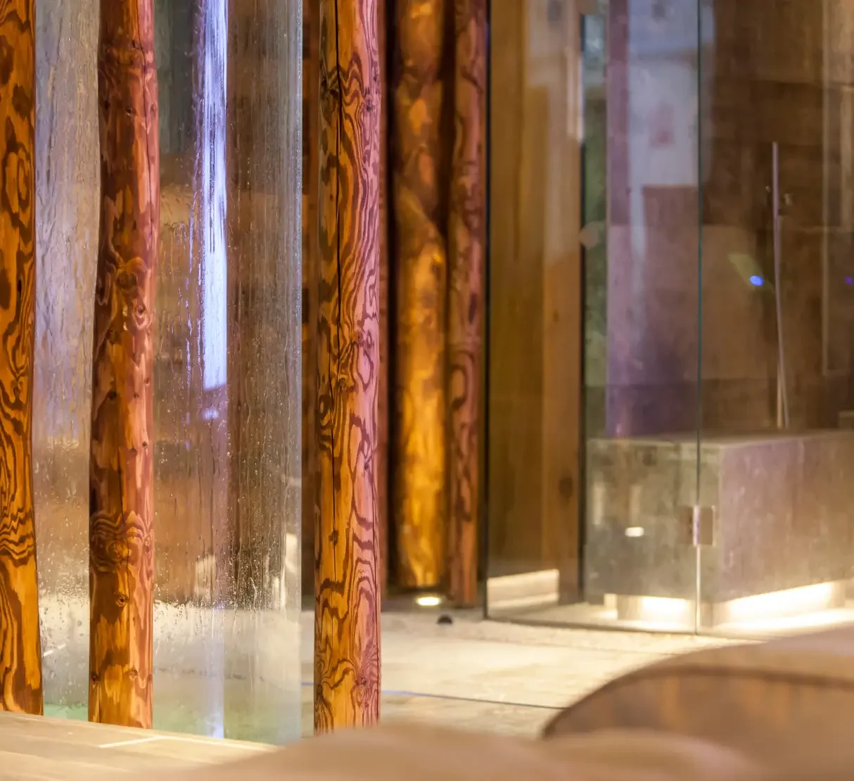 suite-pine-trees.jpg  Real pine trees integrated into the thermal suite at Champneys Forest Mere