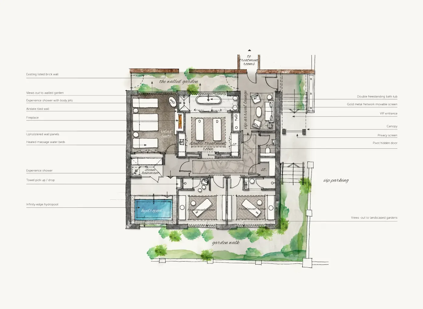 Floor plan for the proposed VIP treatment suite at Champneys Henlow.